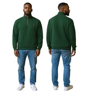 Polo Ralph Lauren Half Zip French Rib Sweater Hunter Green XXL Cotton Pullover